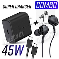 Cargador para Samsung 45w Carga Rapida + Audifonos tipo AKG